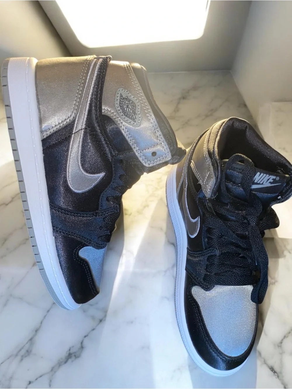 Nike Kids High-Top Sneakers in Black and Silver Metallic